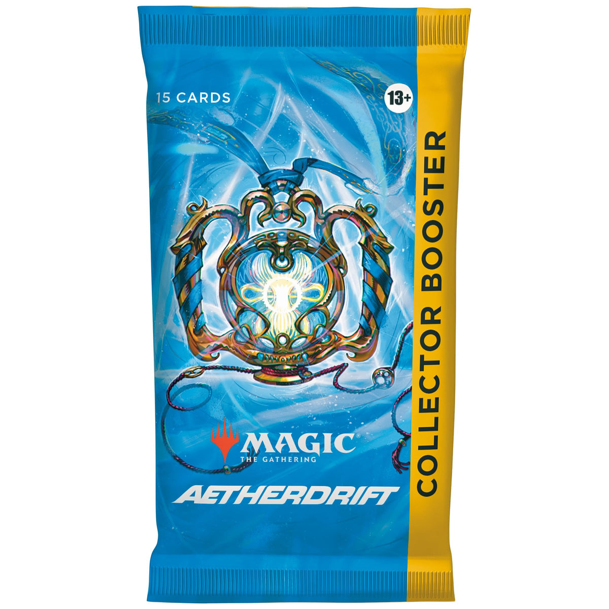 Magic: The Gathering Aetherdrift Collector Booster contents with 15 cards and a foil token, ideal for collecting rares.