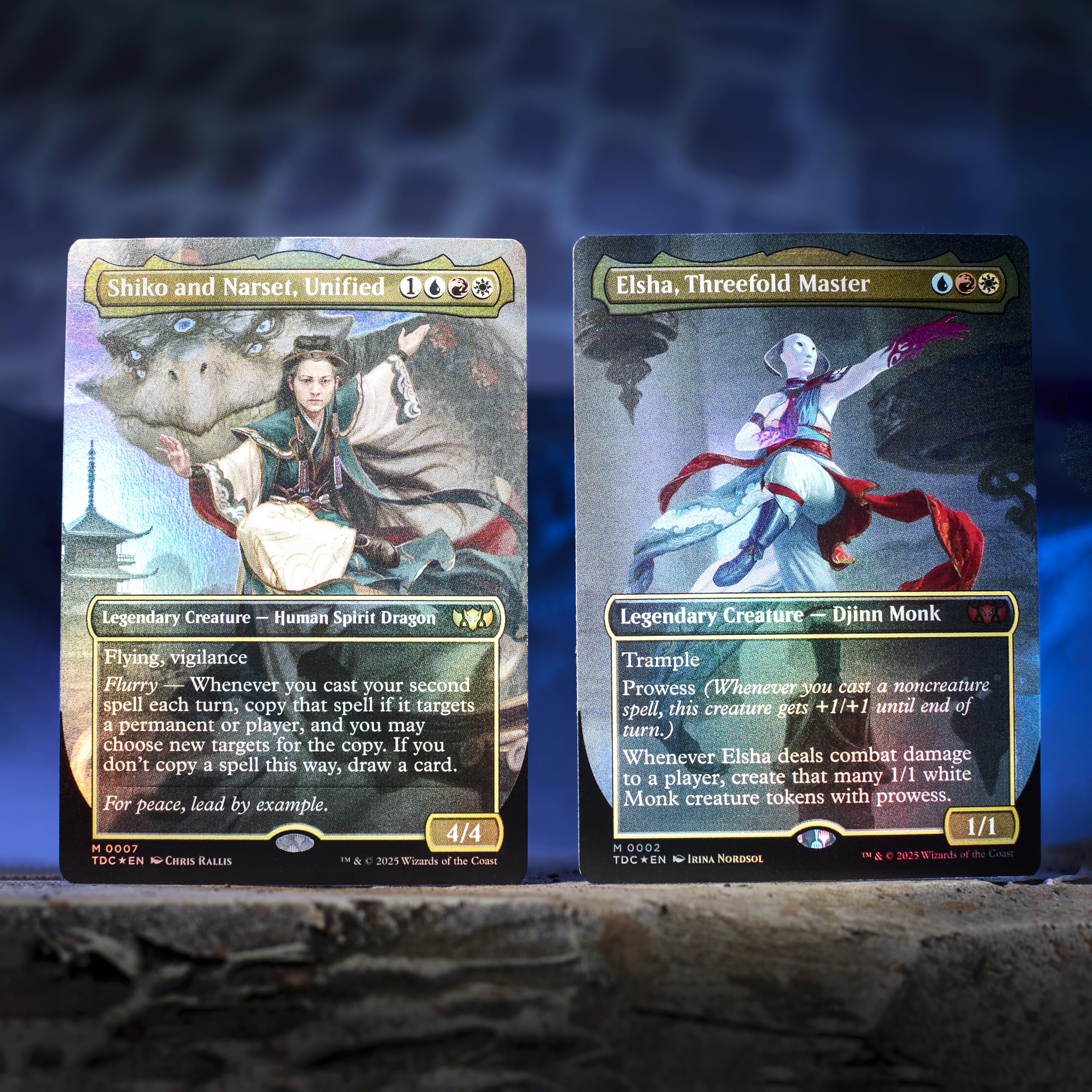 Ten double-sided tokens for the Tarkir Dragonstorm Jeskai Striker deck