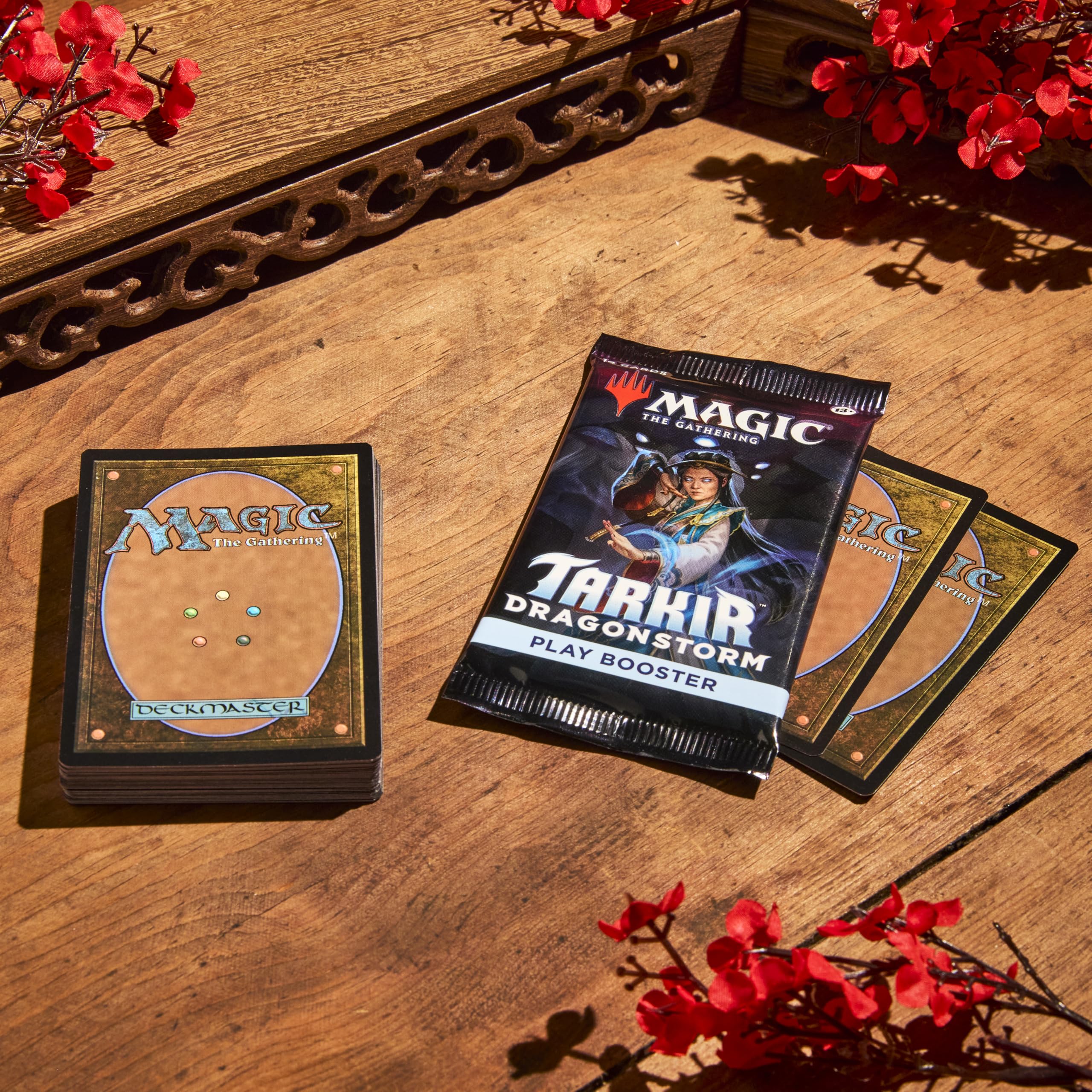 Magic: The Gathering Tarkir Dragonstorm foil card visible in the pack.