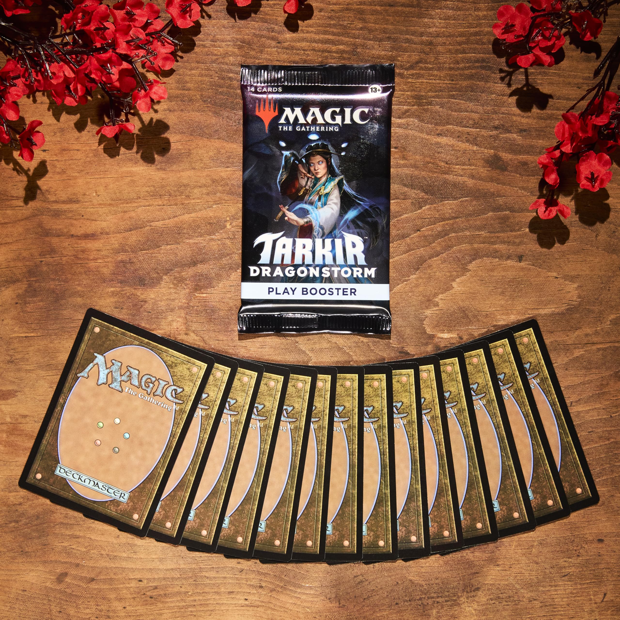 Magic: The Gathering Tarkir Dragonstorm booster highlights rare or higher cards.