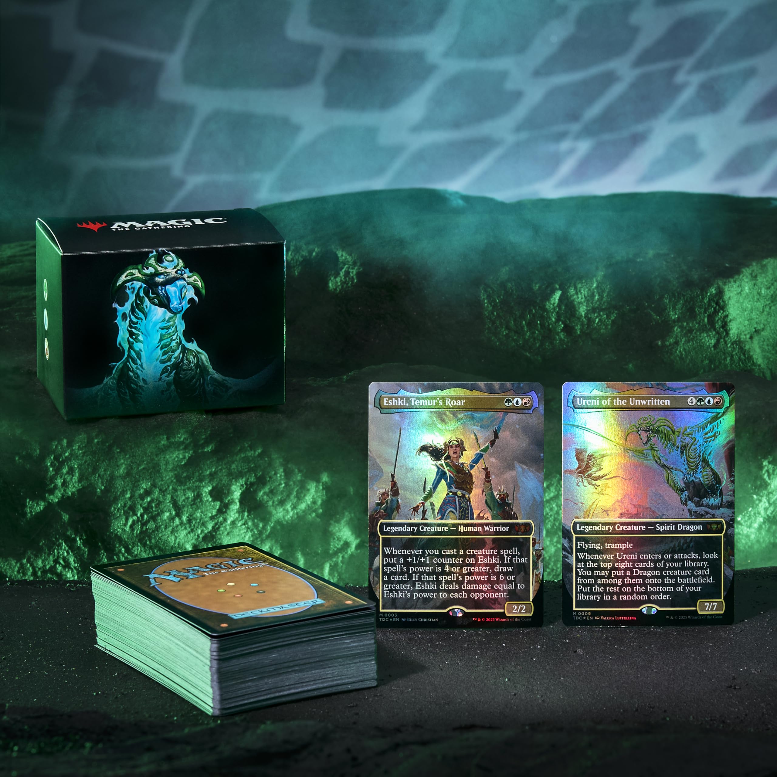 Magic: The Gathering Tarkir Temur Roar borderless foil commander Ureni features dramatic dragon art.