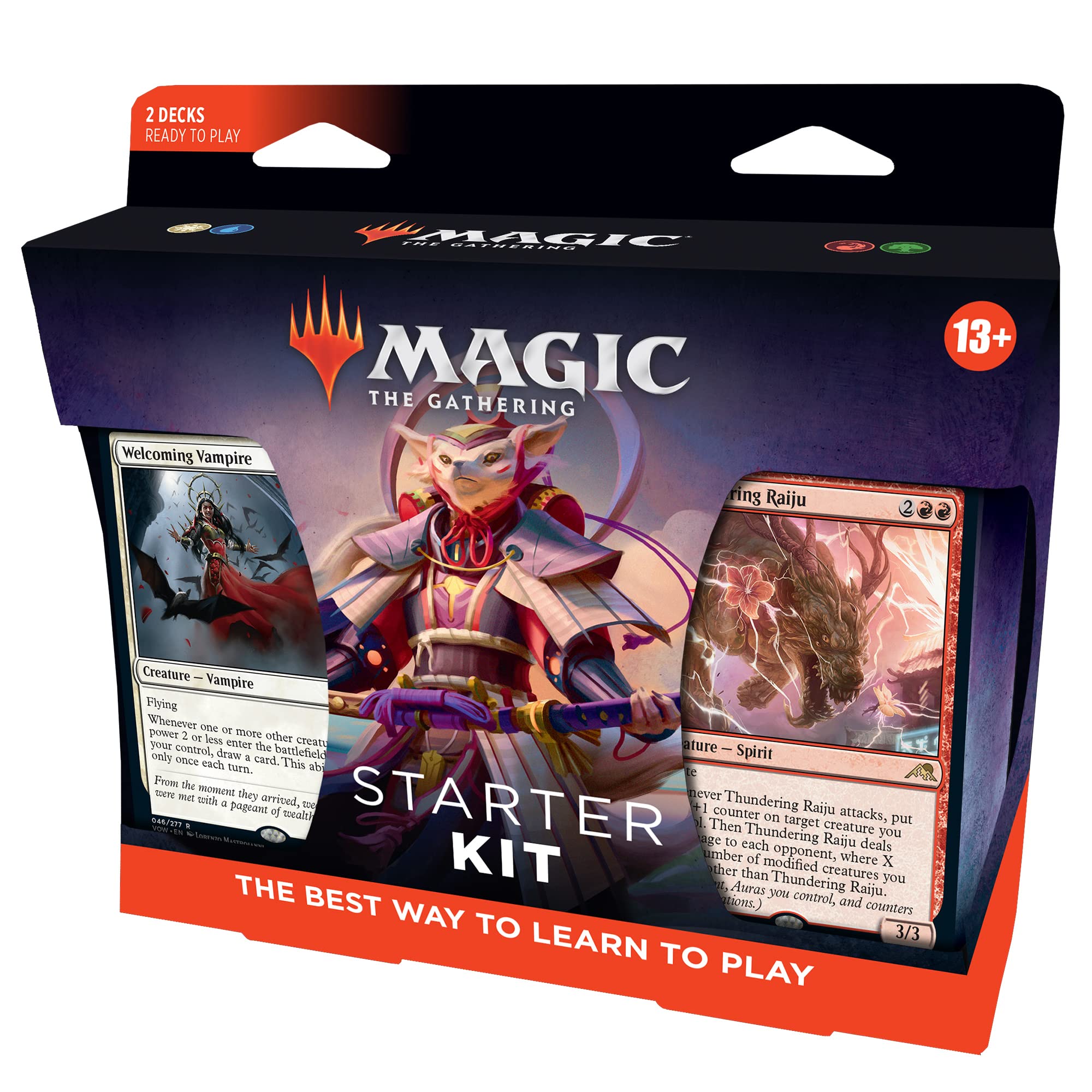 Magic: The Gathering 2022 Starter Kit decks on table ready for action.