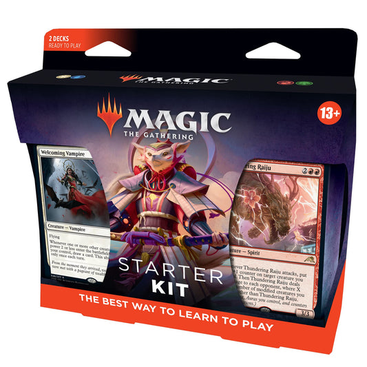 Magic: The Gathering 2022 Starter Kit decks on table ready for action.