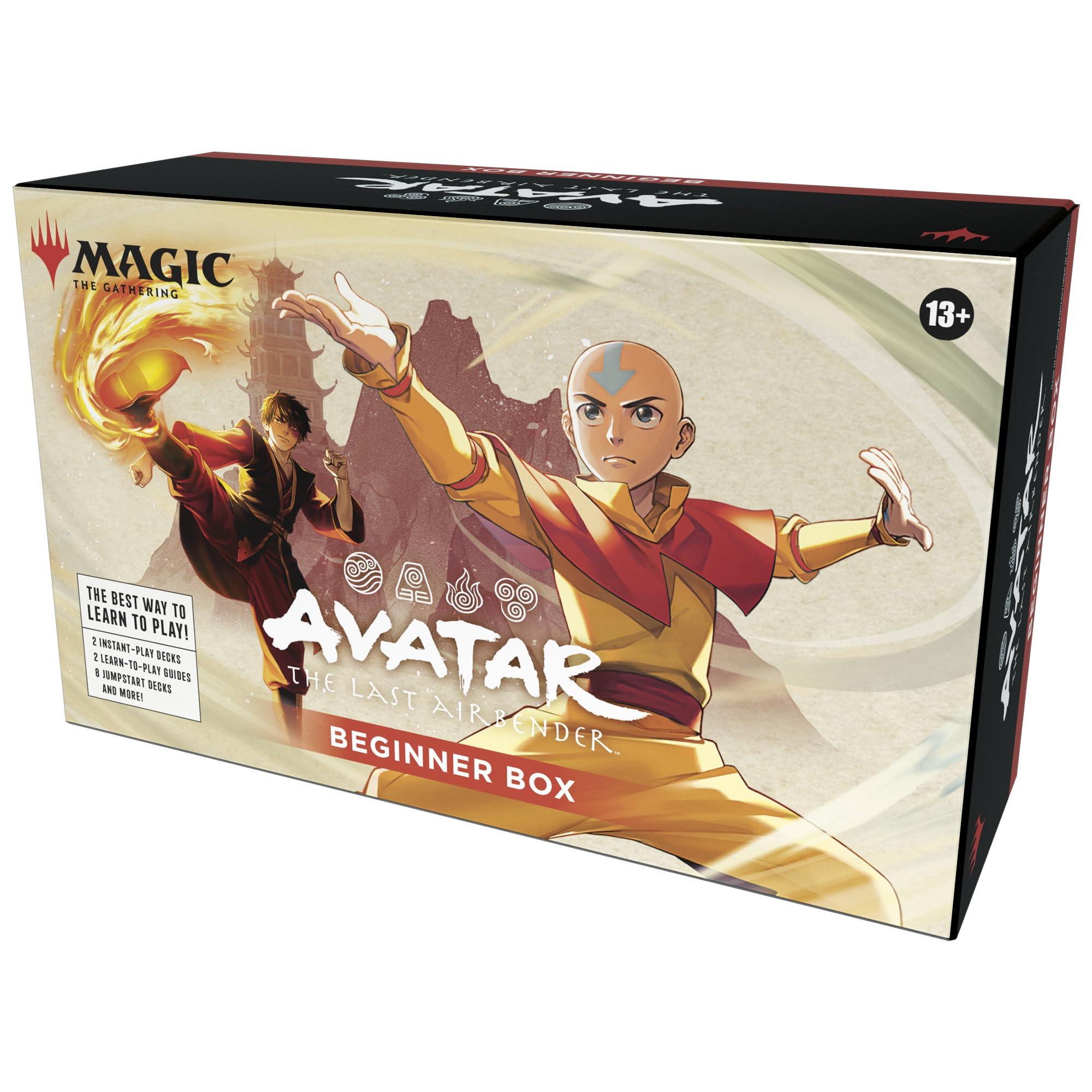 Magic: The Gathering Avatar: The Last Airbender Beginner Box cover showcases beginner-friendly setup and two-player play.