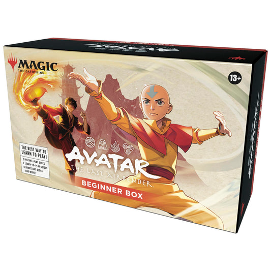 Magic: The Gathering Avatar: The Last Airbender Beginner Box cover showcases beginner-friendly setup and two-player play.