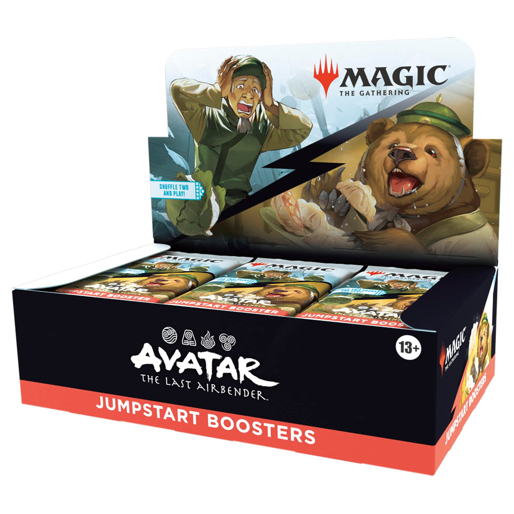 Magic: The Gathering Avatar Jumpstart Booster Box front view showing box art and two-pack setup for quick play