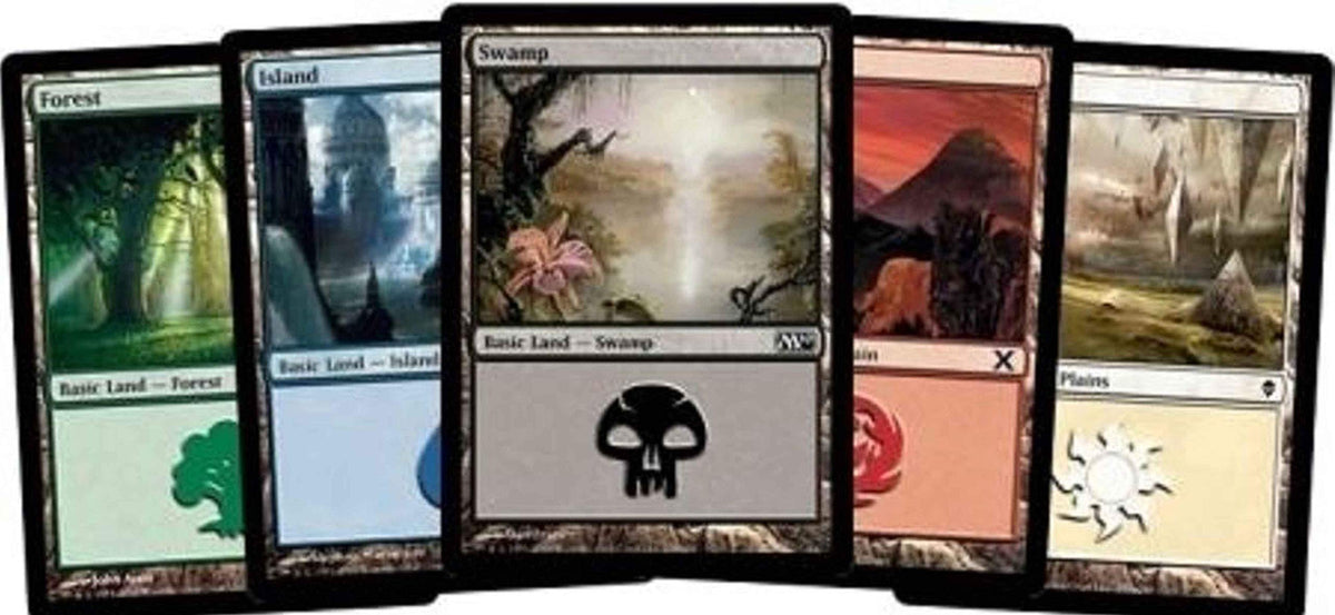 Magic: The Gathering basic lands collection, 500-card set for varied gameplay and quick deck setup.