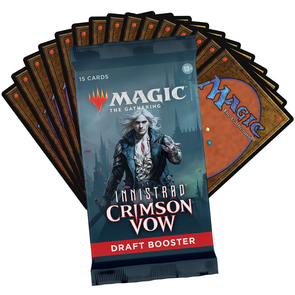 Magic: The Gathering Draft booster interior shows Rare or Mythic and Uncommons.