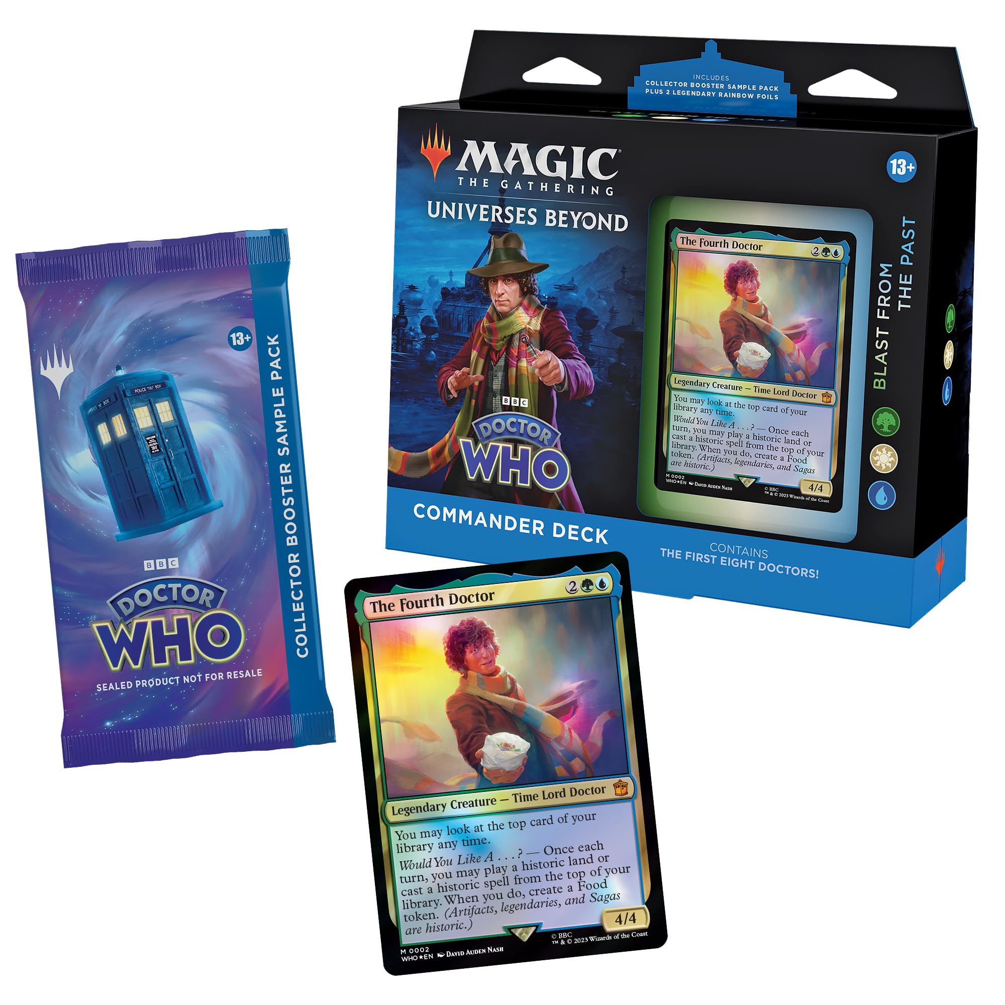 Magic: The Gathering Doctor Who deck box and planar die for organized, strategic play.