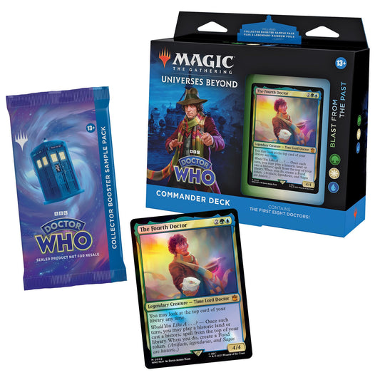 Magic: The Gathering Doctor Who deck box and planar die for organized, strategic play.