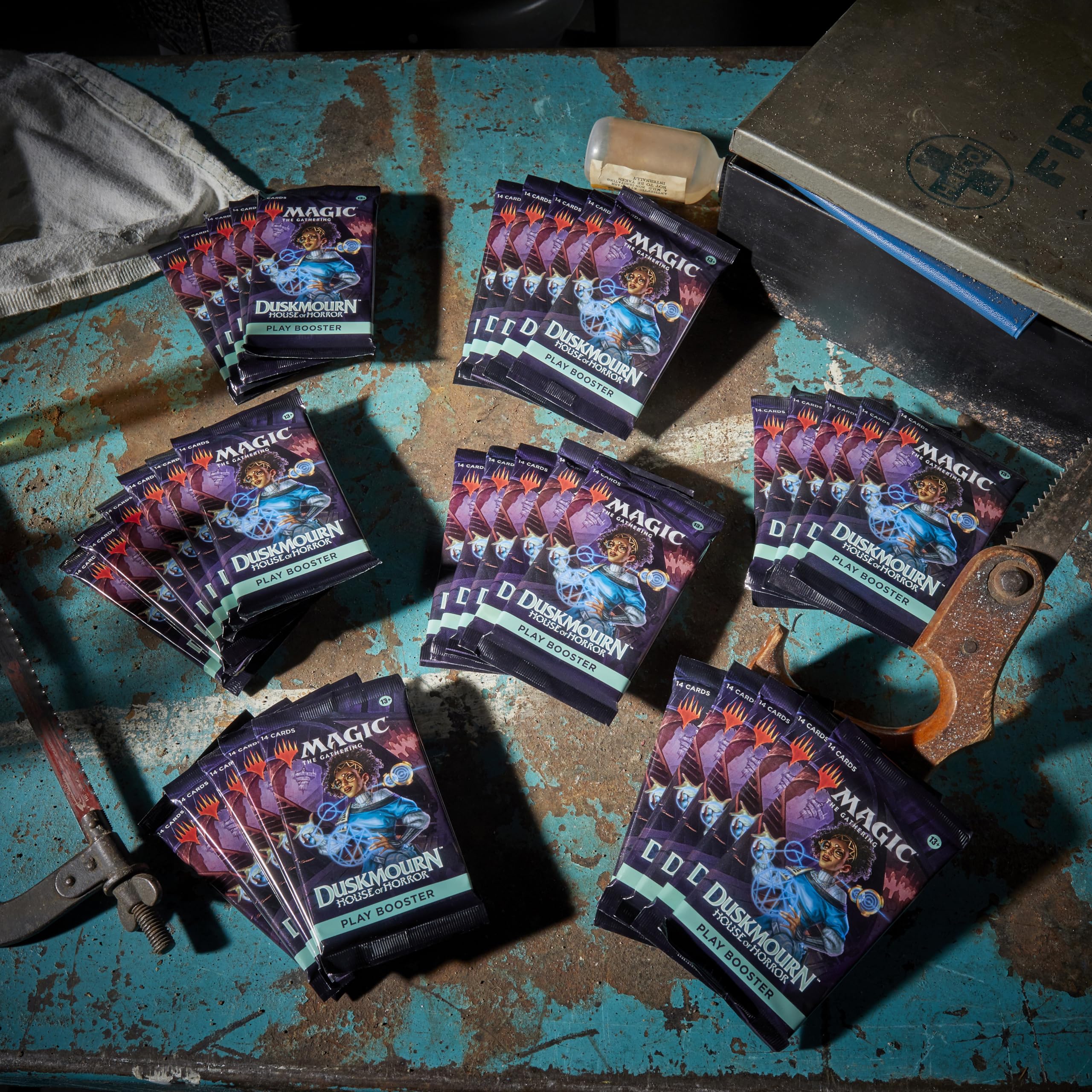 Magic: The Gathering Duskmourn card spread displaying rarity variety