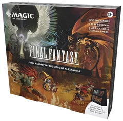 Magic: The Gathering Scene Box art-only cards shown on display easel for visual appreciation
