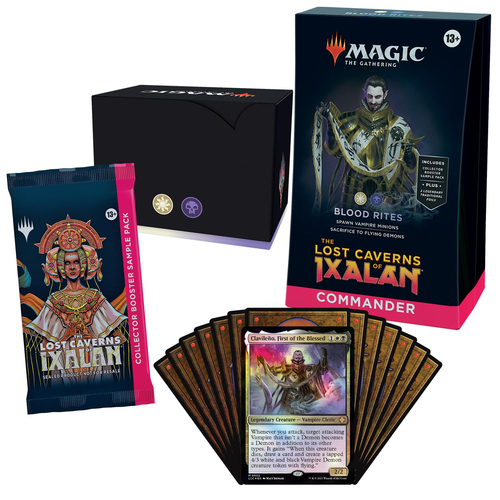 Magic: The Gathering Blood Rites deck cover previewing Ixalan’s Lost Caverns theme