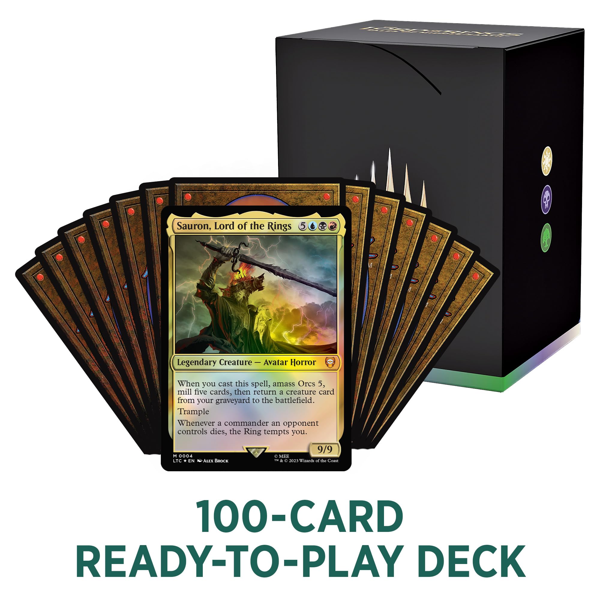 Magic: The Gathering LOTR Collector Booster Sample Pack highlighting rare foils.