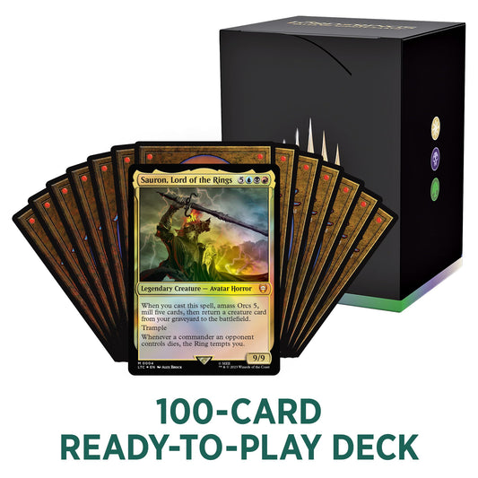 Magic: The Gathering LOTR Collector Booster Sample Pack highlighting rare foils.