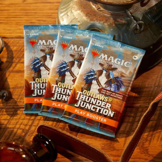 Magic: The Gathering Outlaws of Thunder Junction artwork featuring bold visuals for fans and players.