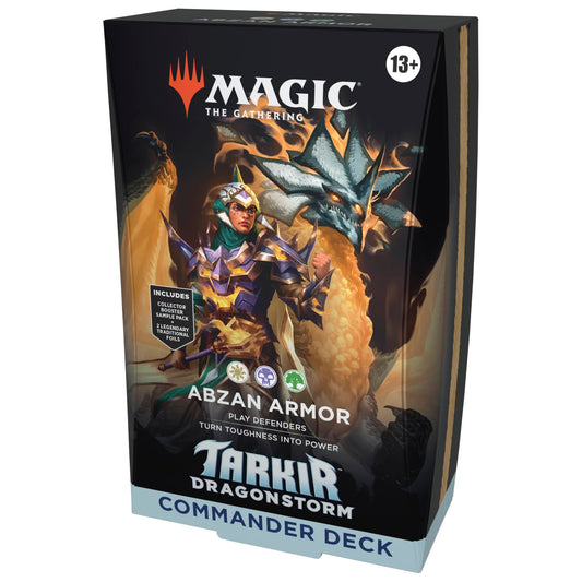 Magic: The Gathering Tarkir Dragonstorm Abzan Armor deck box keeps cards organized for on-the-go play.