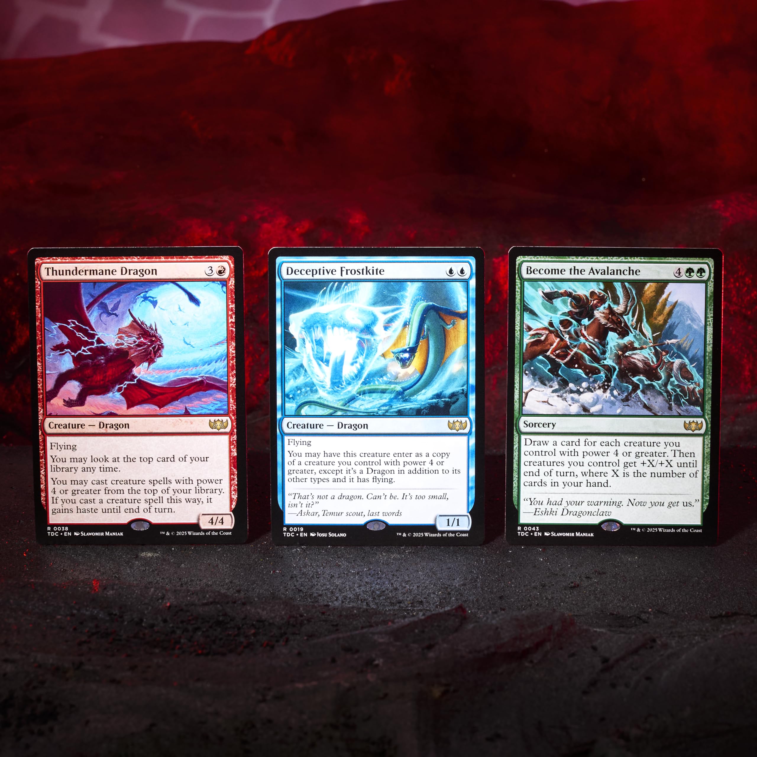 Magic: The Gathering Tarkir Dragonstorm Deck artwork highlights borderless dragons