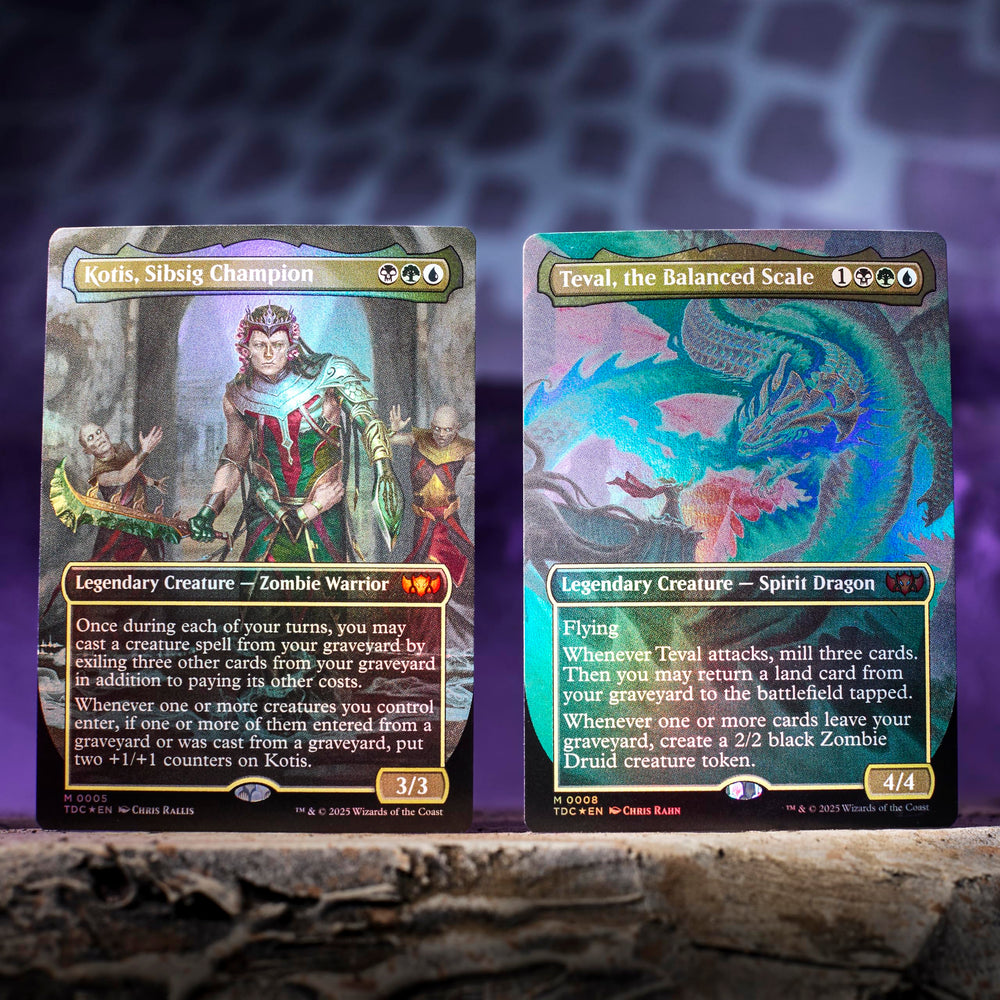 Magic: The Gathering Tarkir Dragonstorm traditional foil borderless commanders showcase dramatic art
