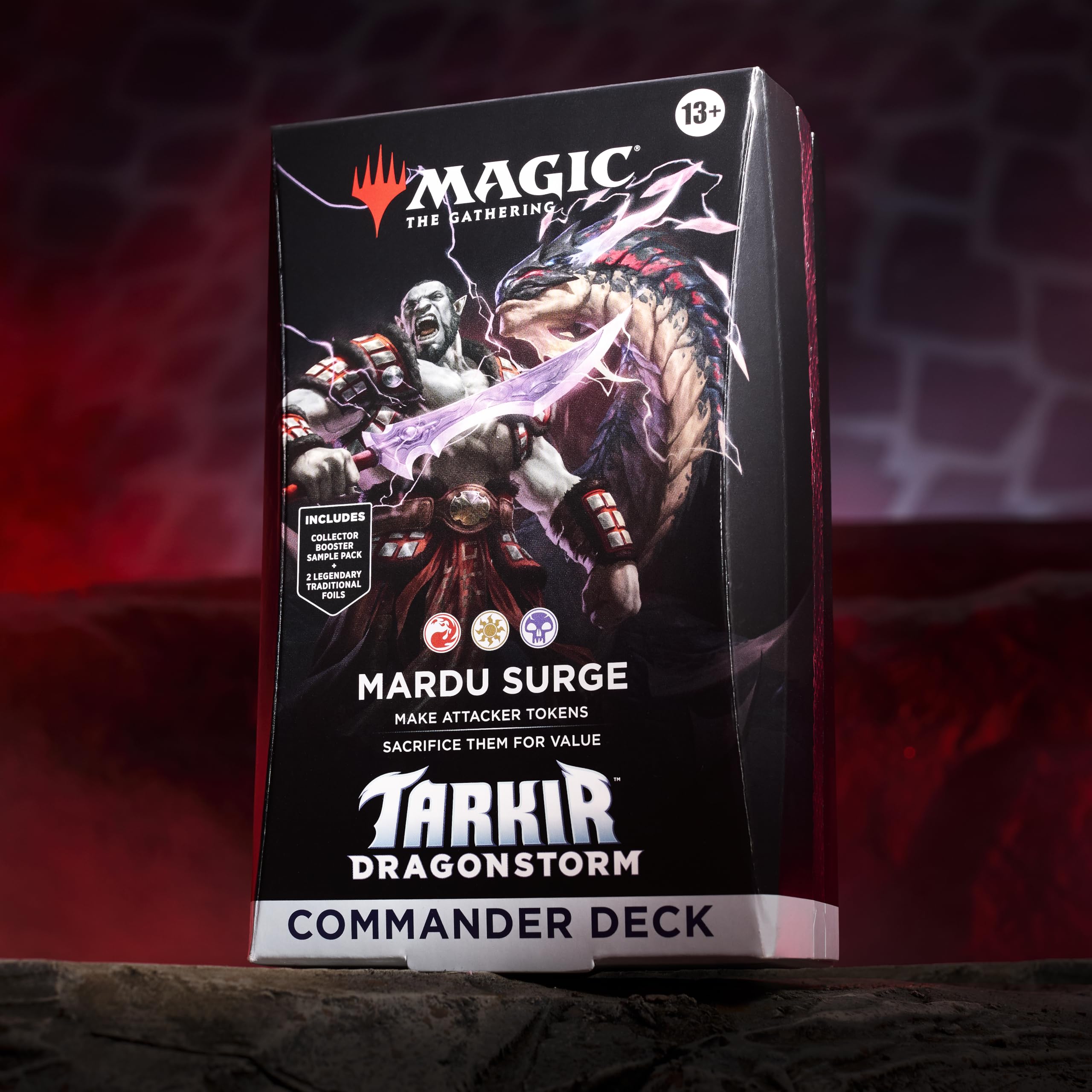Magic: The Gathering Tarkir Dragonstorm Deck foil borderless commanders showcased for collectible display