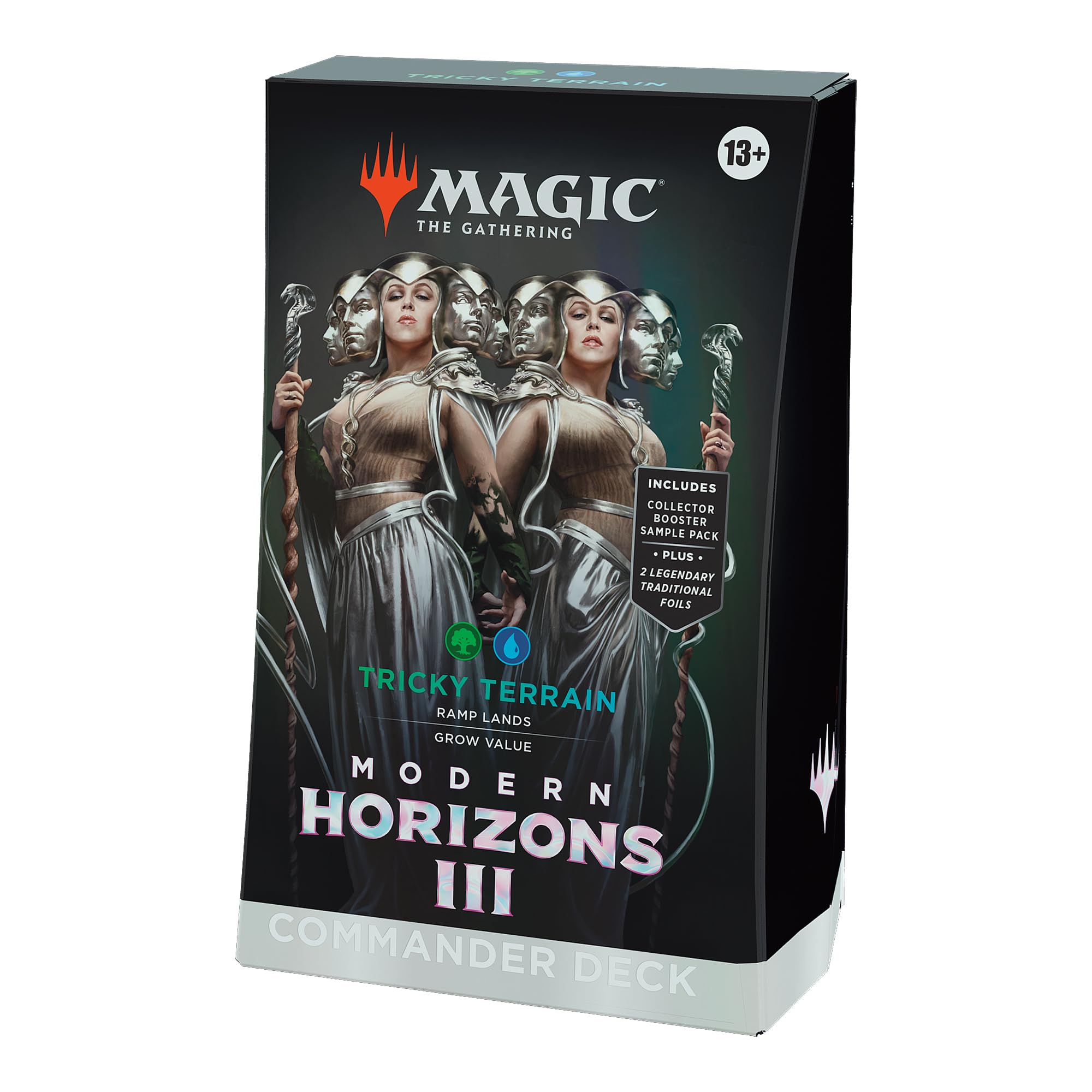 Magic: The Gathering Tricky Terrain deck box keeps 100 sleeved cards organized for travel
