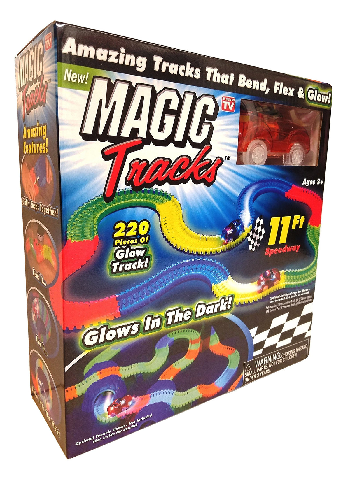 Magic Tracks orange car on race track for easy setup and creative racing sessions.