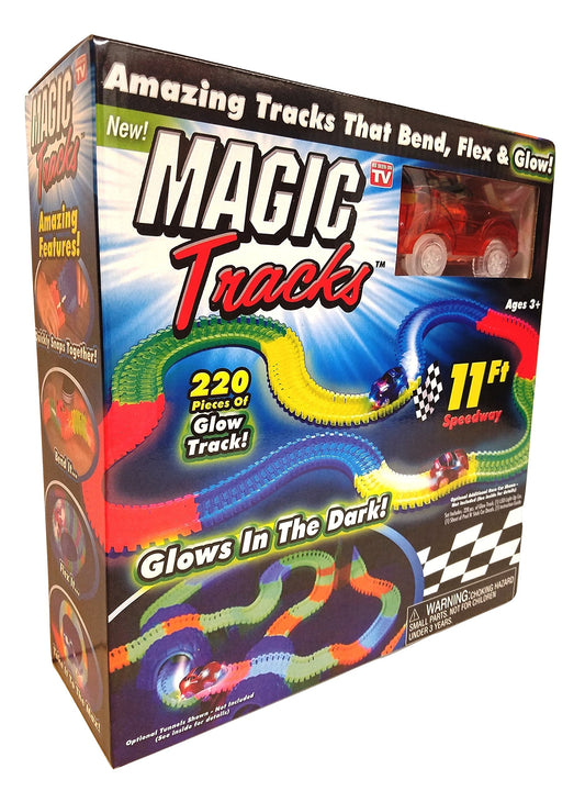 Magic Tracks orange car on race track for easy setup and creative racing sessions.