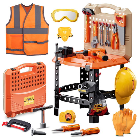 Magic4U Kids Tool Bench Set packaging shows colorful box for engaging pretend play.