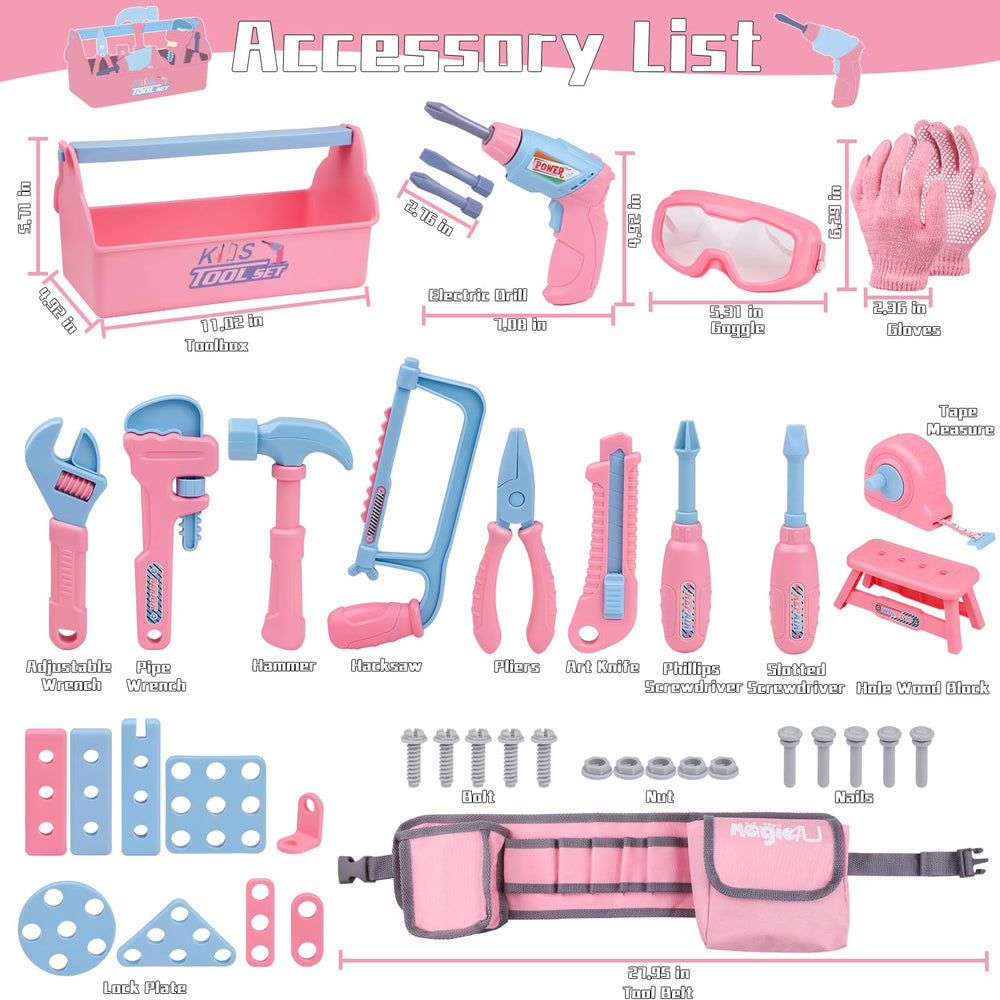Magic4U adjustable wrench included for authentic construction pretend play