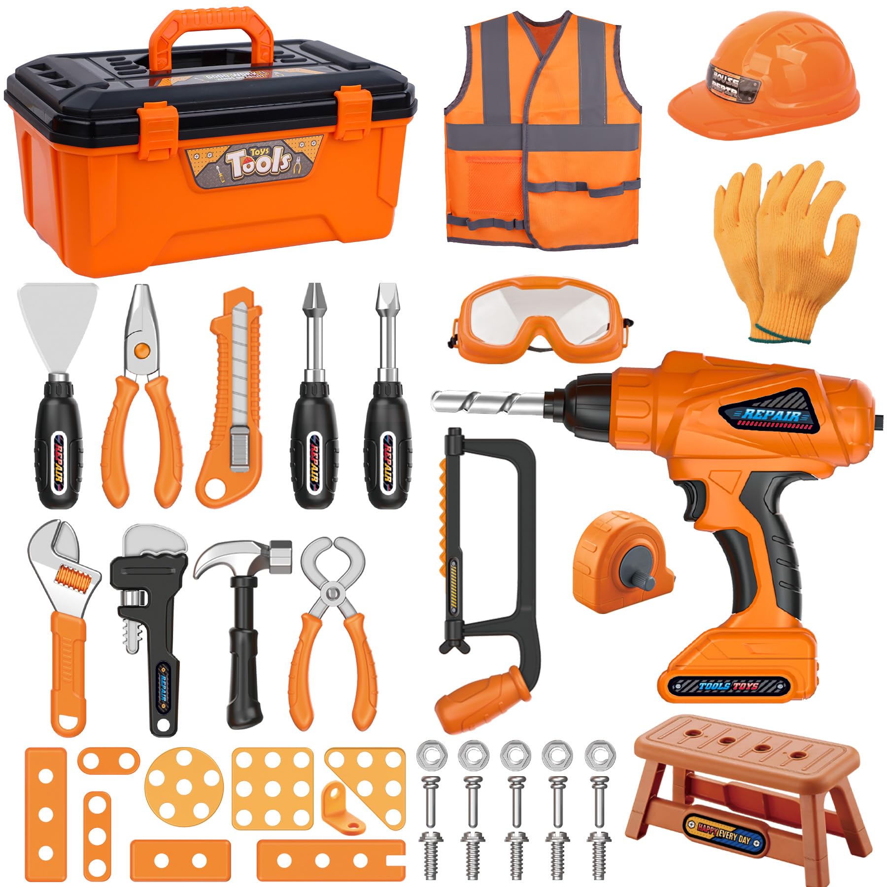 Magic4U kids tool set box enables imaginative play with a realistic toolbox for budding builders.