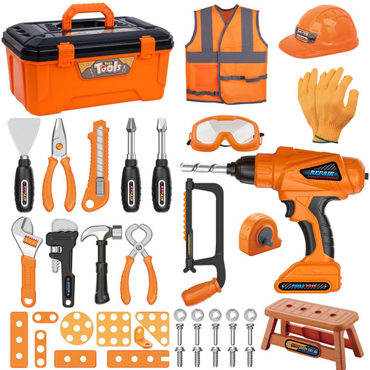 Magic4U kids tool set box enables imaginative play with a realistic toolbox for budding builders.