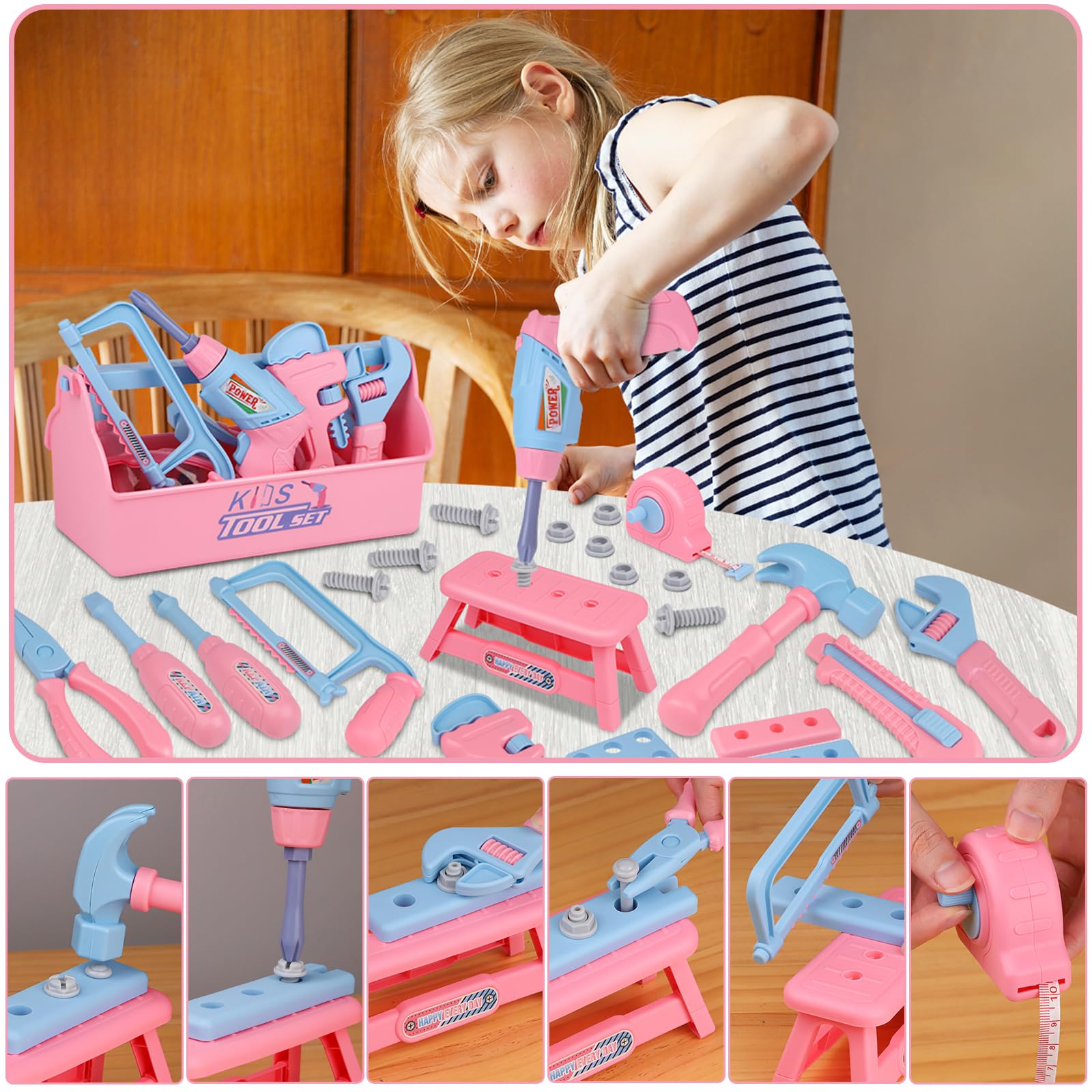 Magic4U electric drill with two bits for realistic pretend drilling
