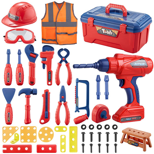 Magic4U Kids Tool Set safety vest enhances pretend construction play.