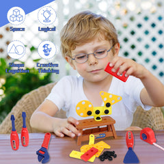 Magic4U Kids Tool Set toolbox keeps tools organized for kids.