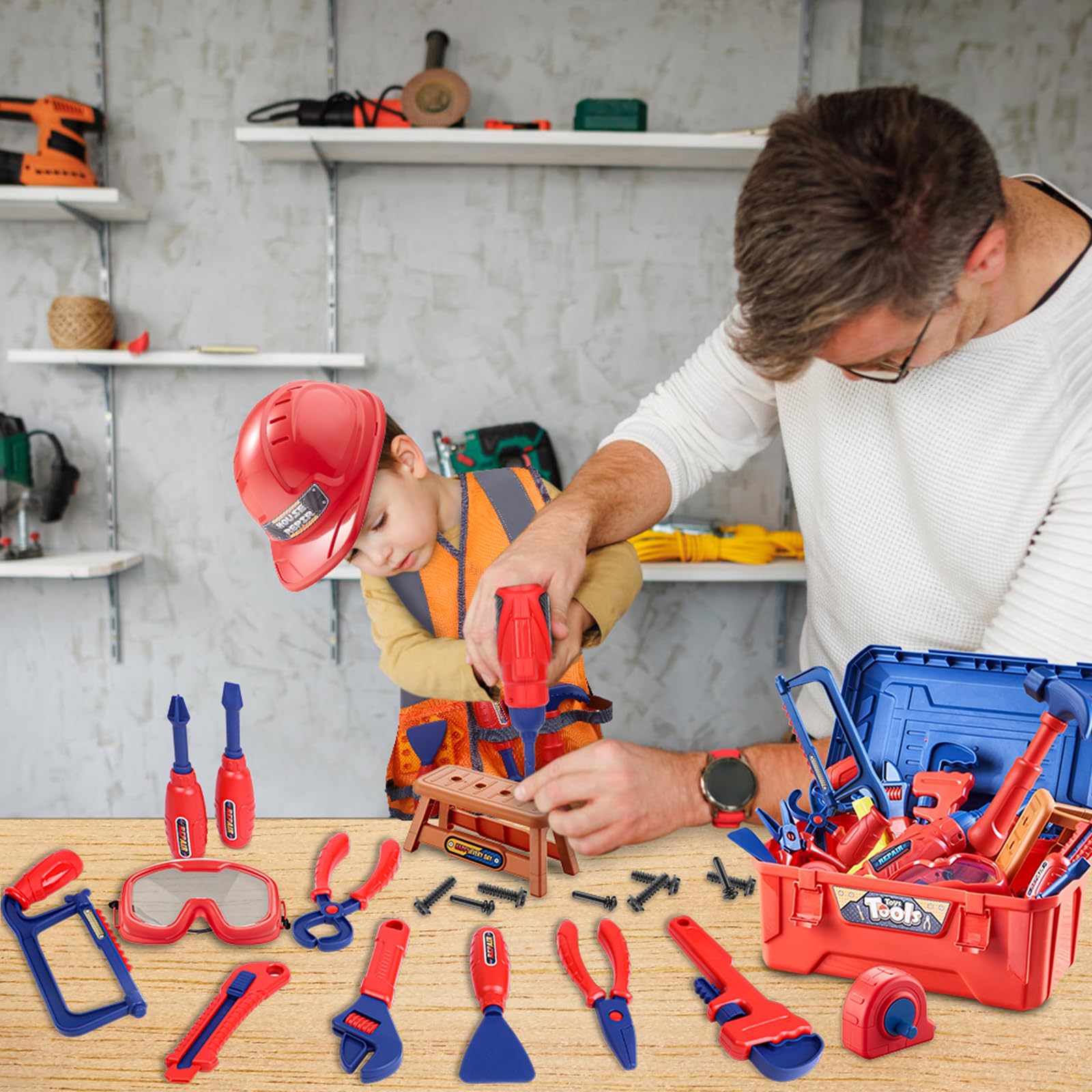 Magic4U Kids Tool Set wood blocks boost hands-on building practice.