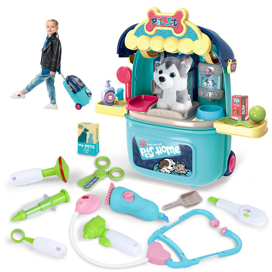 Magic4U pet carrier suitcase for pretend vet play and travel