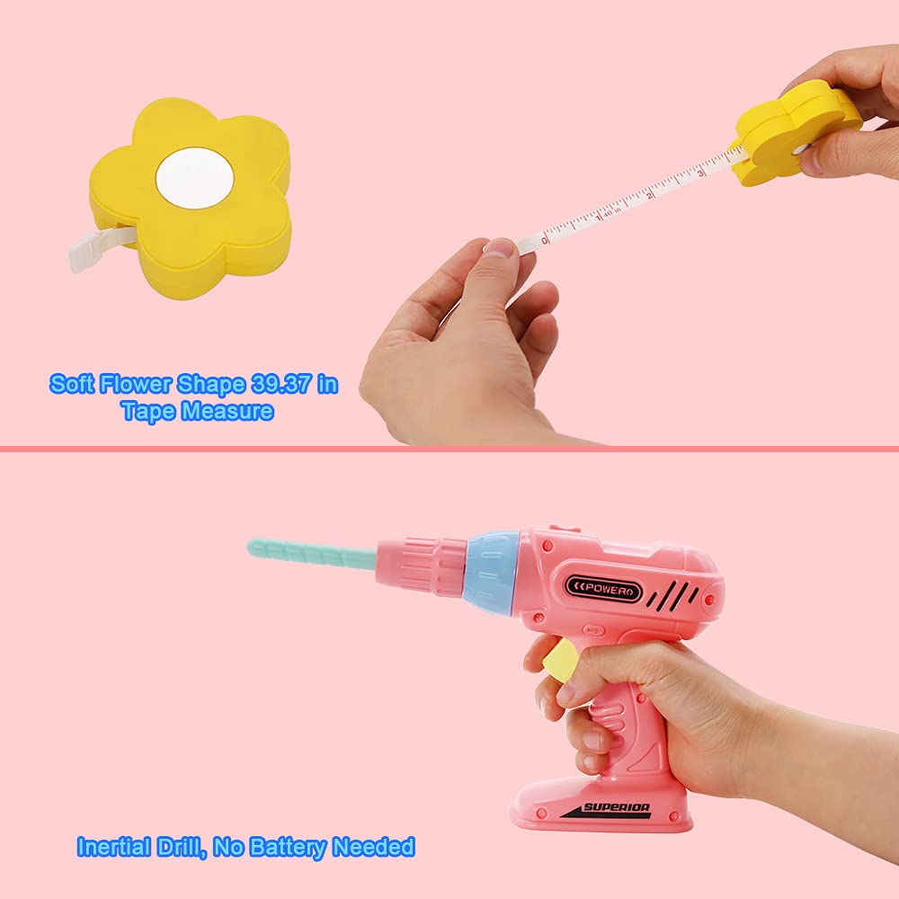 Magic4U toy tool set electric drill emits a realistic sound for immersive pretend play.
