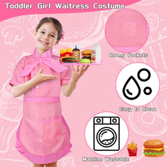 Magic4U waitress costume apron demonstrates durable attire for kids' dress-up adventures.