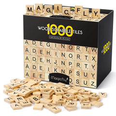 Magicfly wooden Scrabble tiles with clear screen-printed letters for easy reading.