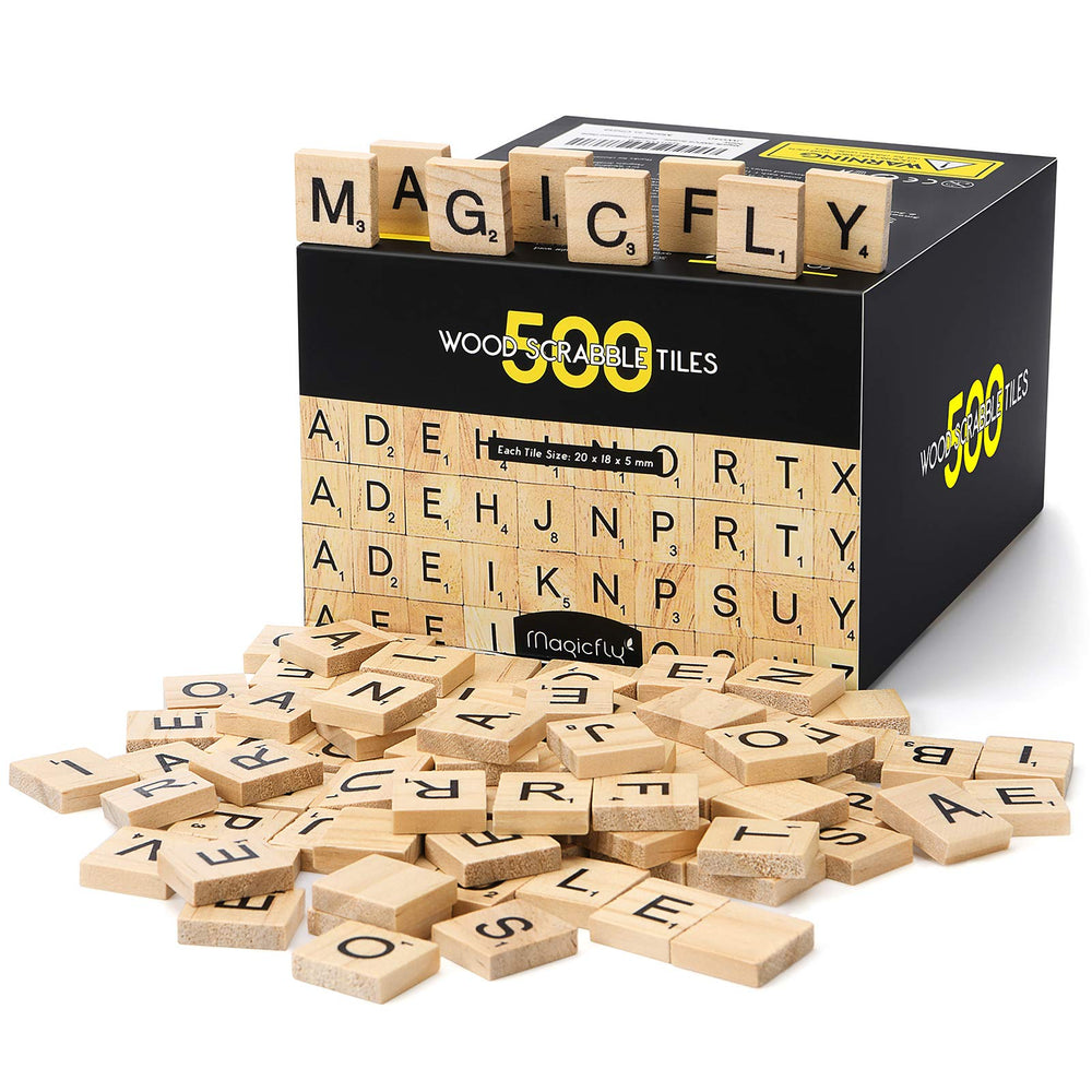Magicfly wooden Scrabble tiles A–Z for crafts, durable letters for DIY projects.