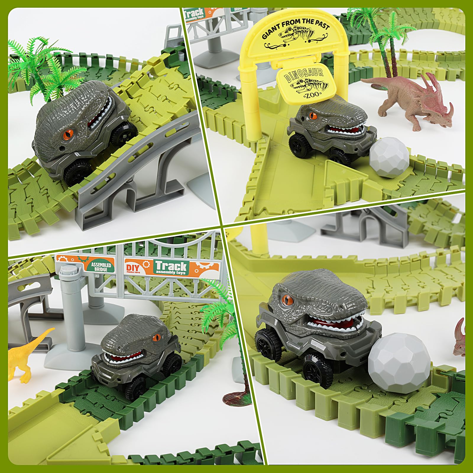 MagicKidz 255-piece set supports customizable dinosaur race layouts.