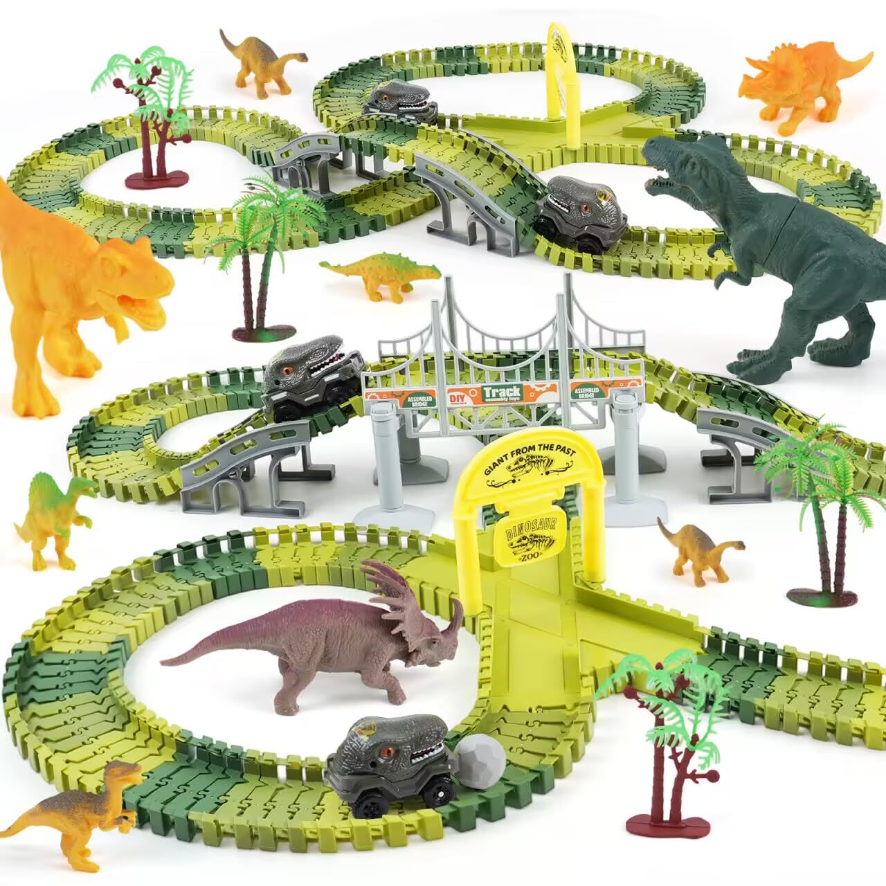 MagicKidz dinosaur race track wide layout for smoother, confident racing.