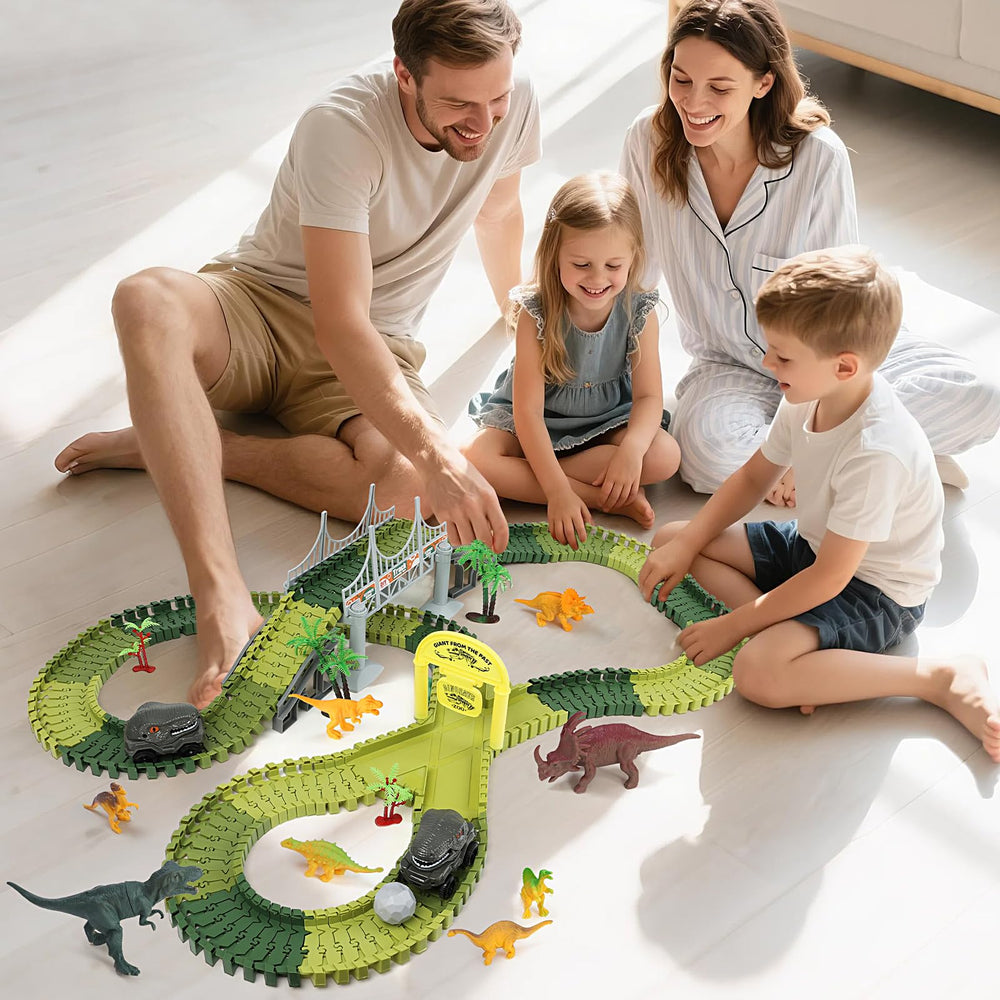 MagicKidz dinosaur world race with bridges for immersive play.