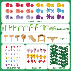 MagicKidz flowers, stems, and bases for versatile build-and-match fun.