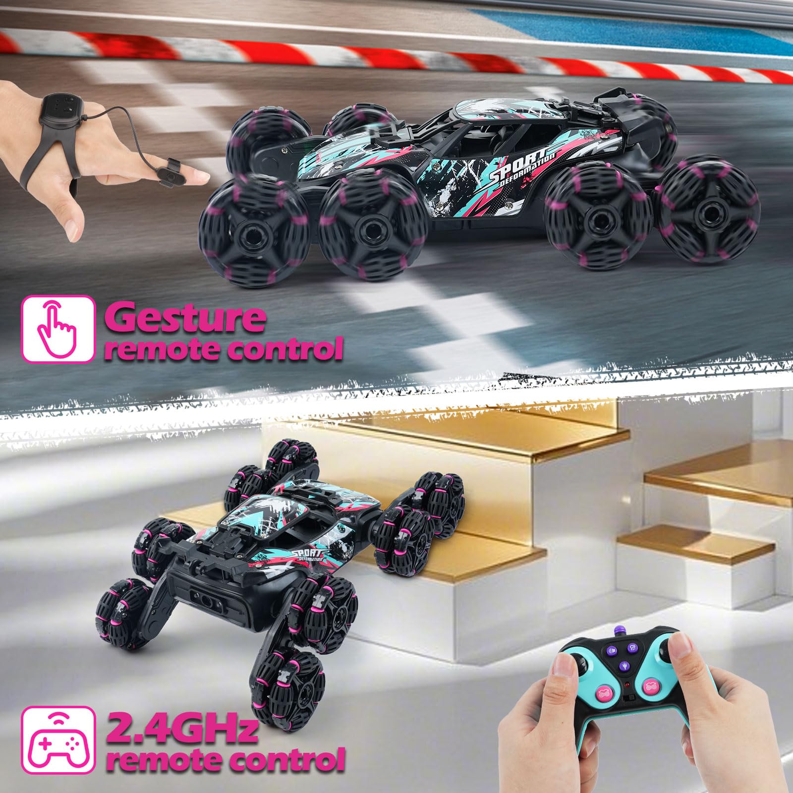 MagicKidz gesture-control watch interface enabling easy, hands-free stunt control.