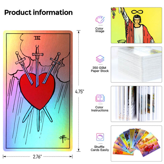 MagicSeer iridescent tarot cards closeup highlights shimmering colors and detailed artwork.