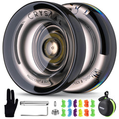 MAGICYOYO K2 crystal black yoyo in hand, premium PC construction visible.