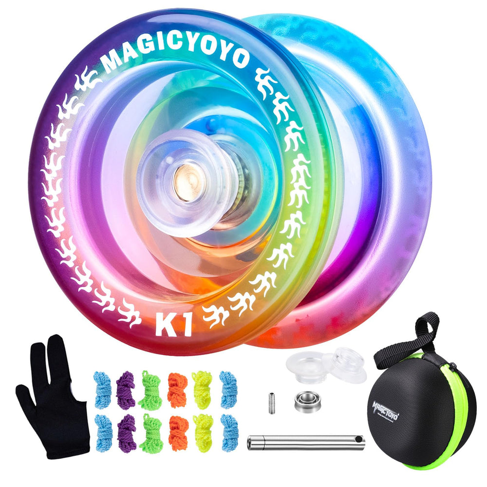 MAGICYOYO K1-Plus beginner yo-yo in blue-pink-yellow for learning basic tricks