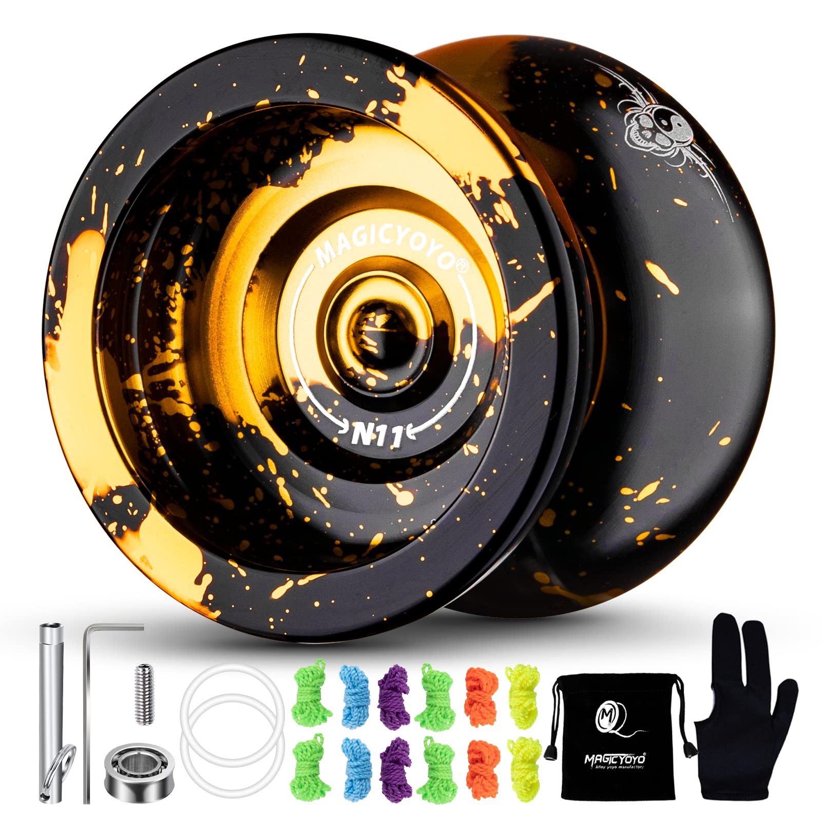 MAGICYOYO N11 black-gold body close-up showing premium smooth spins