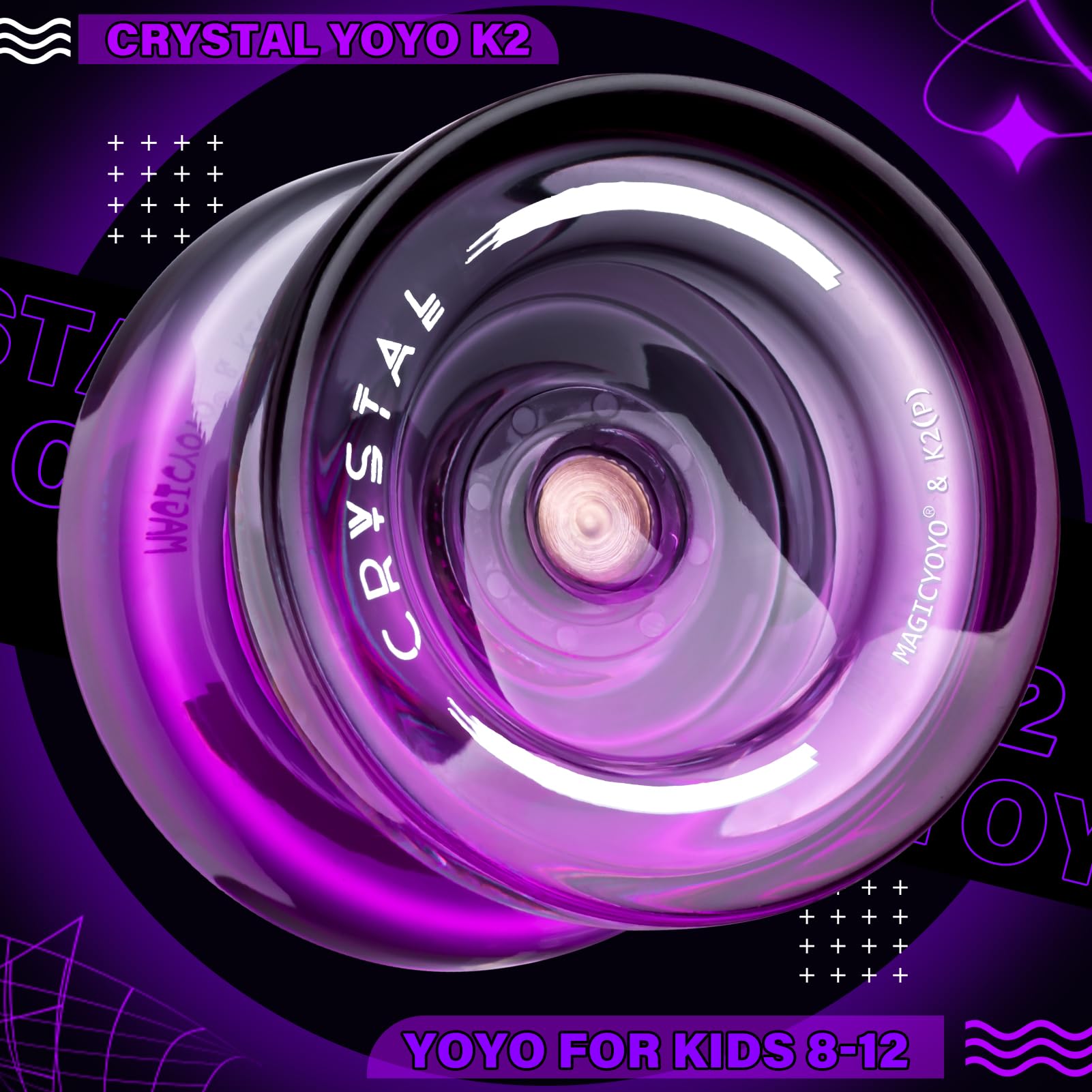 MAGICYOYO K2 Crystal in action illustrating beginner and intermediate moves.
